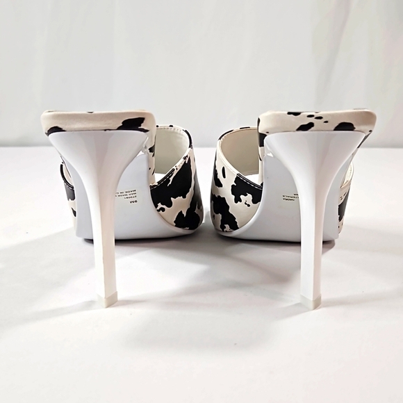 Fashion Nova Black & White Cow Print Heels Size 9 - Picture 7 of 7